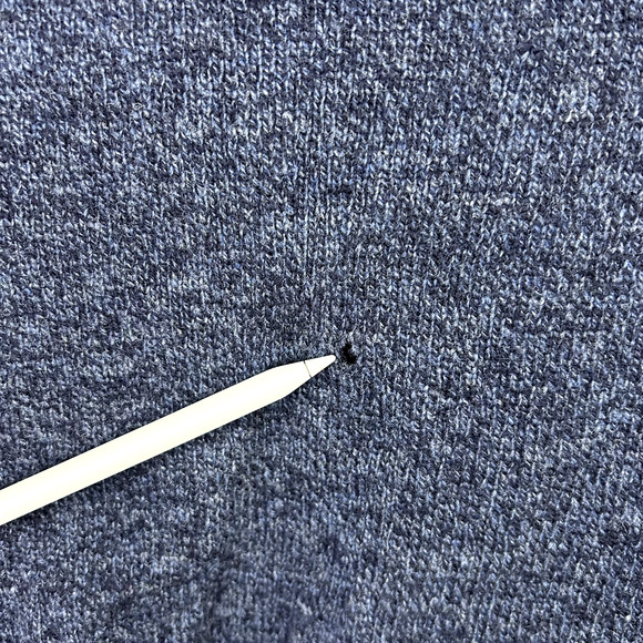 J Crew 100% Lambswool Sweater Mens Large Navy 1/4 Zip Preppy Old Money Golf FLAW - Picture 13 of 15